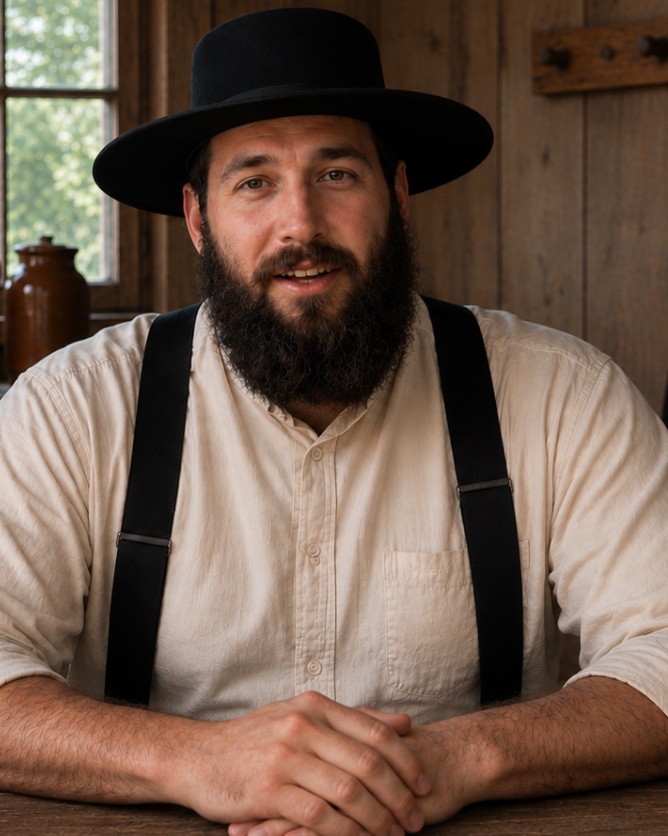 Eli Miller at his farm table